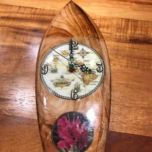 Wooden Surfboard Shaped Clock